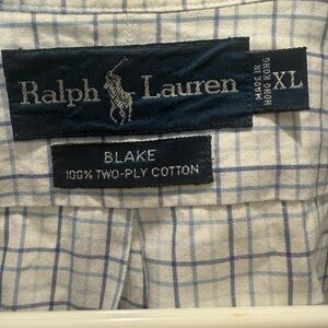 Ralph Lauren Blue and White Plaid Shirt